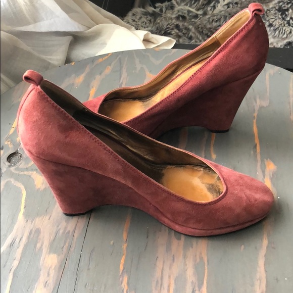 Coach suede wedge heels, burgundy, size 8.5 - Picture 3 of 6